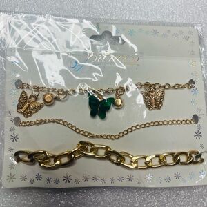 Gold and Green Butterfly Jewelry Set